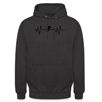 Heartbeat - surf, surf, mer, plage - Sweat-shirt à capuche unisexe - charbon - Devant - Alina (178cm) & Michal (187cm)