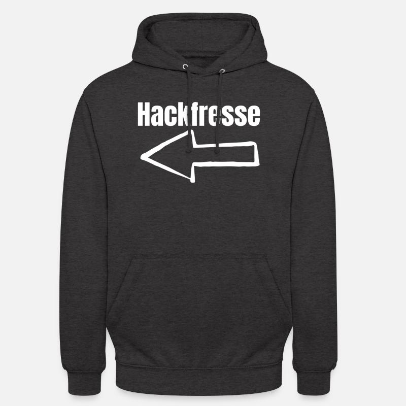 Hack-eat arrow left - Unisex Hoodie - charcoal grey