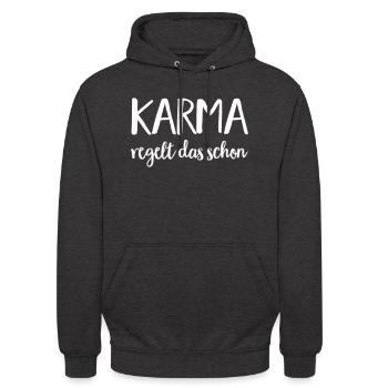 karma - Unisex Hoodie - Anthrazit - Vorne - Alina (178cm) & Michal (187cm)