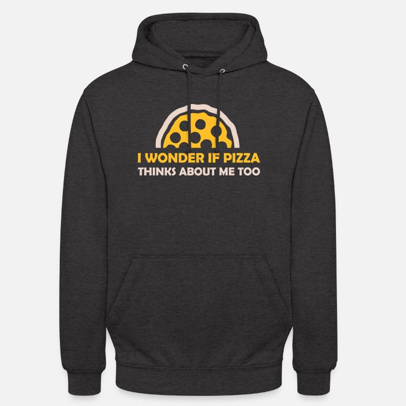 La pizza pense à moi - Sweat-shirt à capuche unisexe - charbon