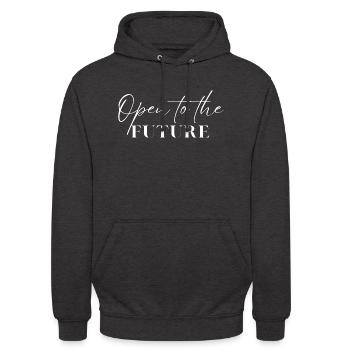 Offen für die Zukunft - Unisex Hoodie - Anthrazit - Vorne - Alina (178cm) & Michal (187cm)