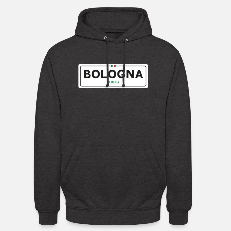 Panneau toponymique de Bologne - Sweat-shirt à capuche unisexe - charbon