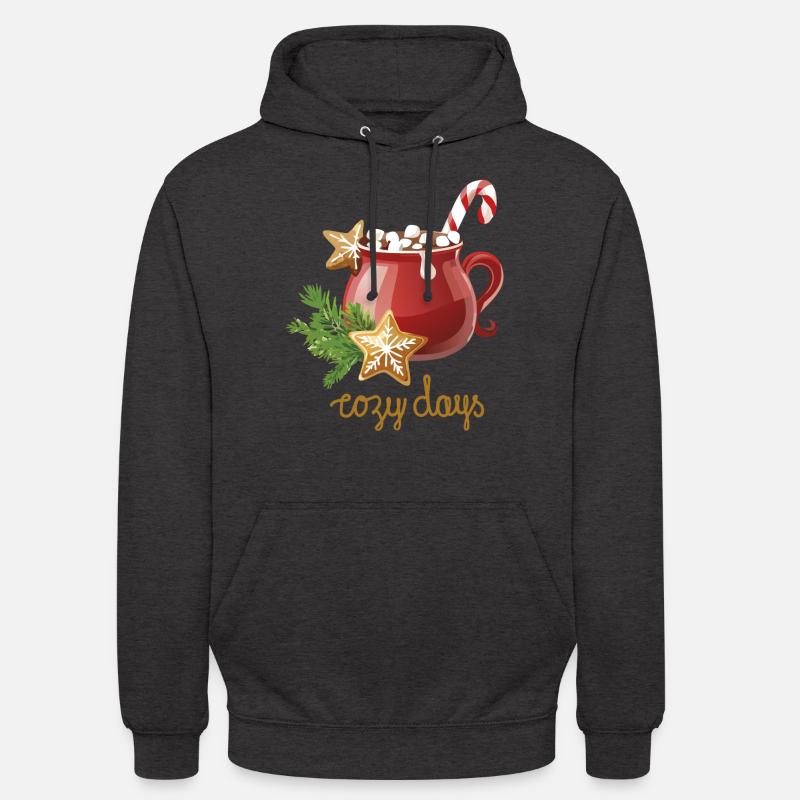 Cacao chaud, Journées douillettes, Biscuits de Noël - Sweat-shirt à capuche unisexe - charbon