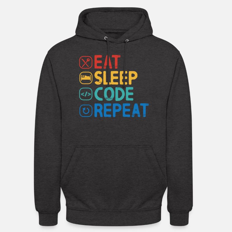 Répéter le code Eat Sleep - Sweat-shirt à capuche unisexe - charbon