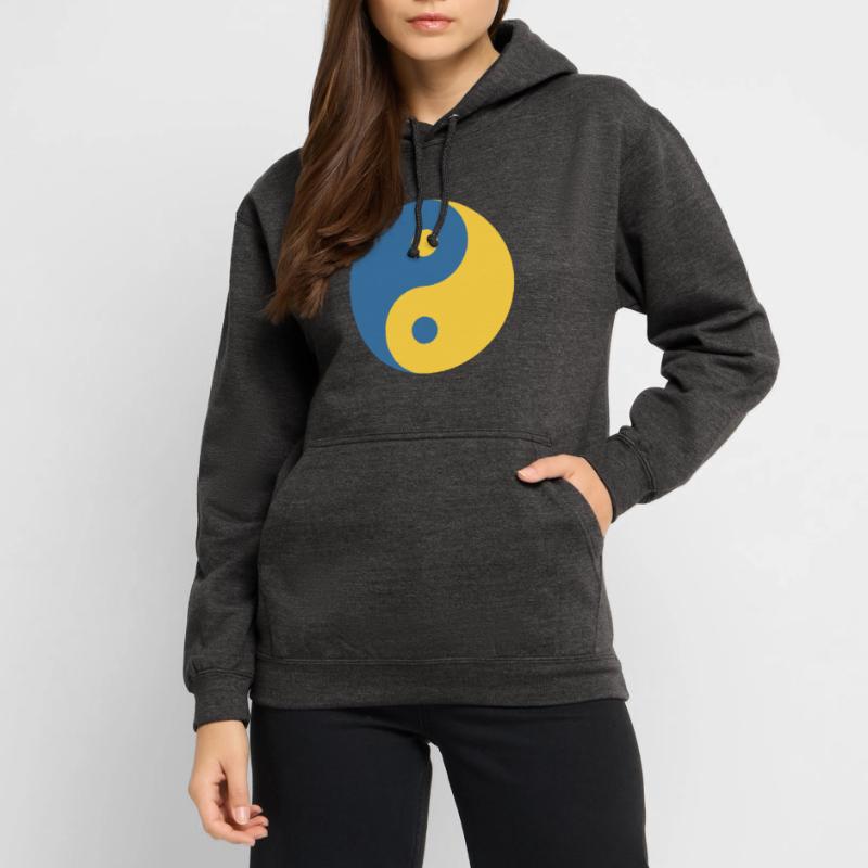 Yin und Yang Symbol in Blau & Gelb Python Coder Unisex Hoodie