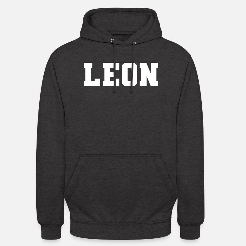 Nom - Leon - Sweat-shirt à capuche unisexe - charbon