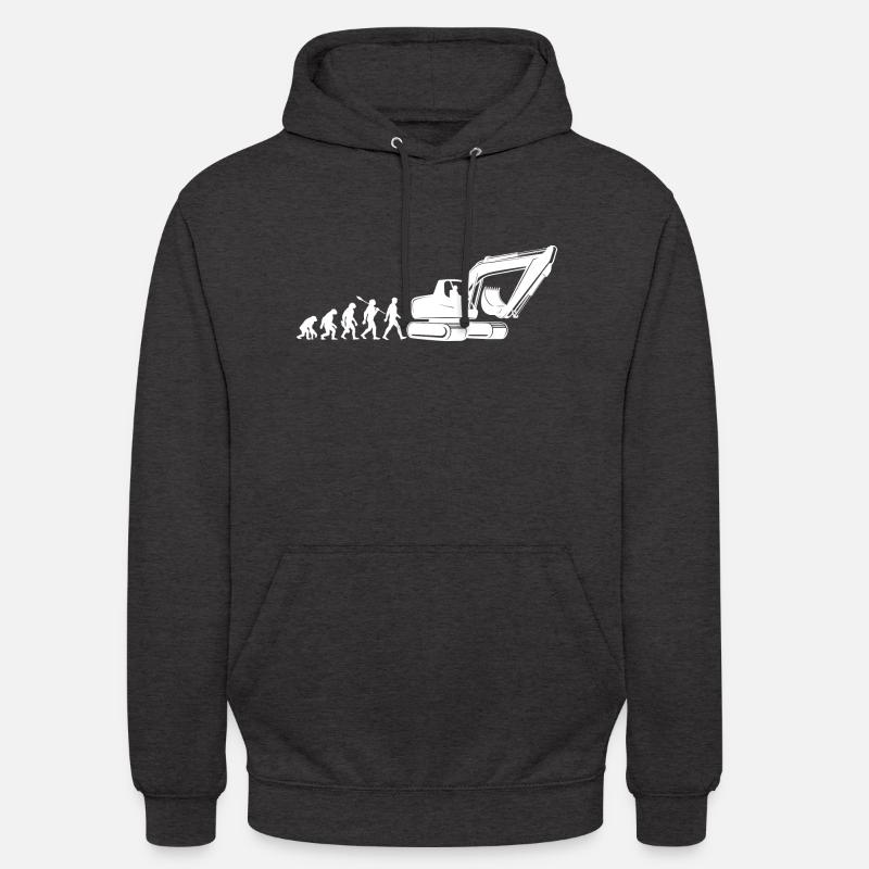 Evolution - driving an excavator - construction site, construction worker Unisex Hoodie