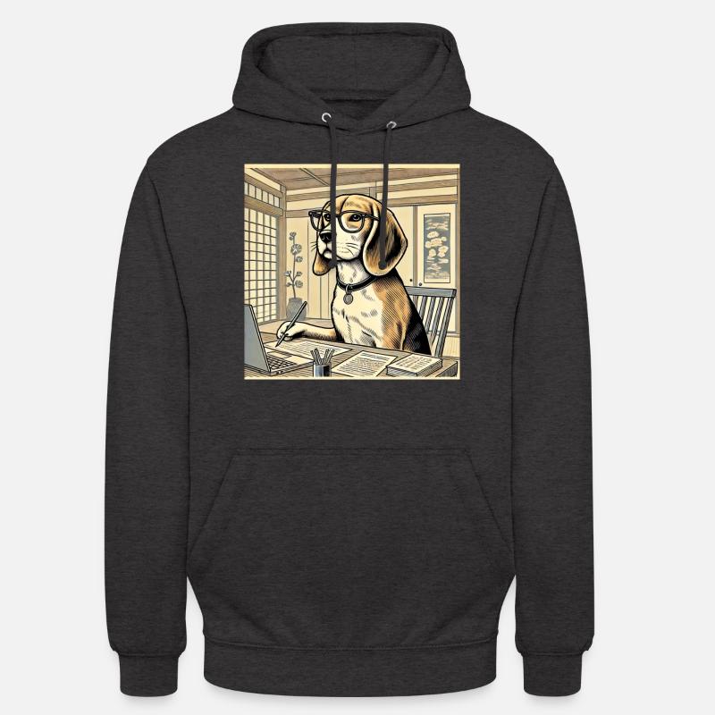 Beagle au bureau - style ukiyo-e - Sweat-shirt à capuche unisexe - undefined