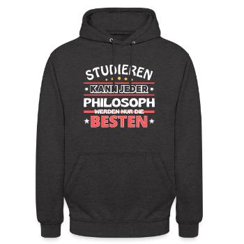 Nur die Besten werden Philosoph - Unisex Hoodie - Anthrazit - Vorne - Alina (178cm) & Michal (187cm)