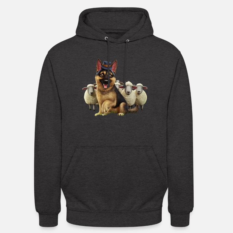 Deutscher Schäferhund mit kleinen Schäfchen - Unisex Hoodie - Anthrazit