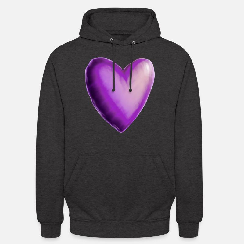 Idée cadeau violet violet coeur - Sweat-shirt à capuche unisexe - charbon