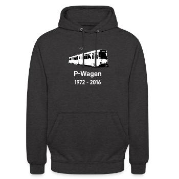P-Wagen 1972 - 2016 - Unisex Hoodie - Anthrazit - Vorne - Alina (178cm) & Michal (187cm)