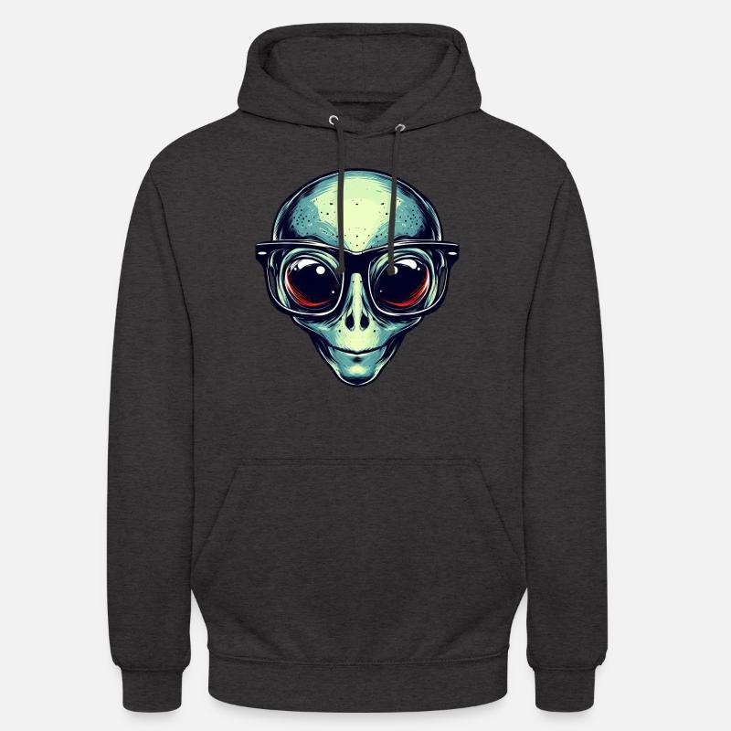 Nerdiges Alien mit Brille - Unisex Hoodie - Anthrazit