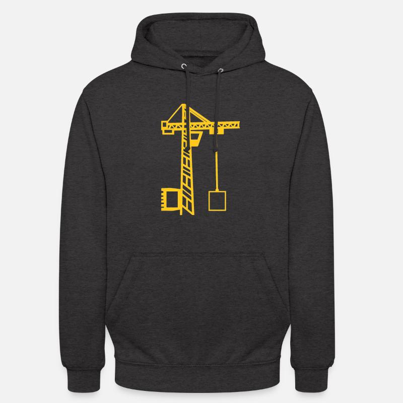 Grue grue de construction grue de levage construction monochrome - Sweat-shirt à capuche unisexe - charbon