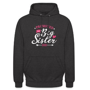 promoted to big sister - promoted to sister - Unisex Hoodie - charcoal grey - Front - Alina (178cm) & Michal (187cm)