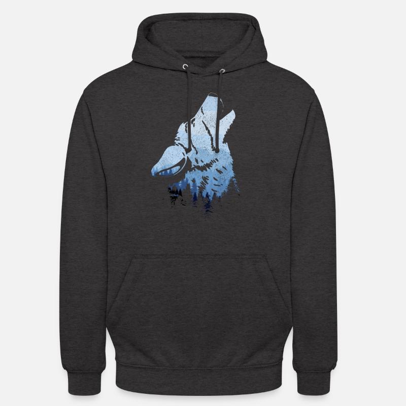 Howling Wolf Gift - Unisex Hoodie - charcoal grey