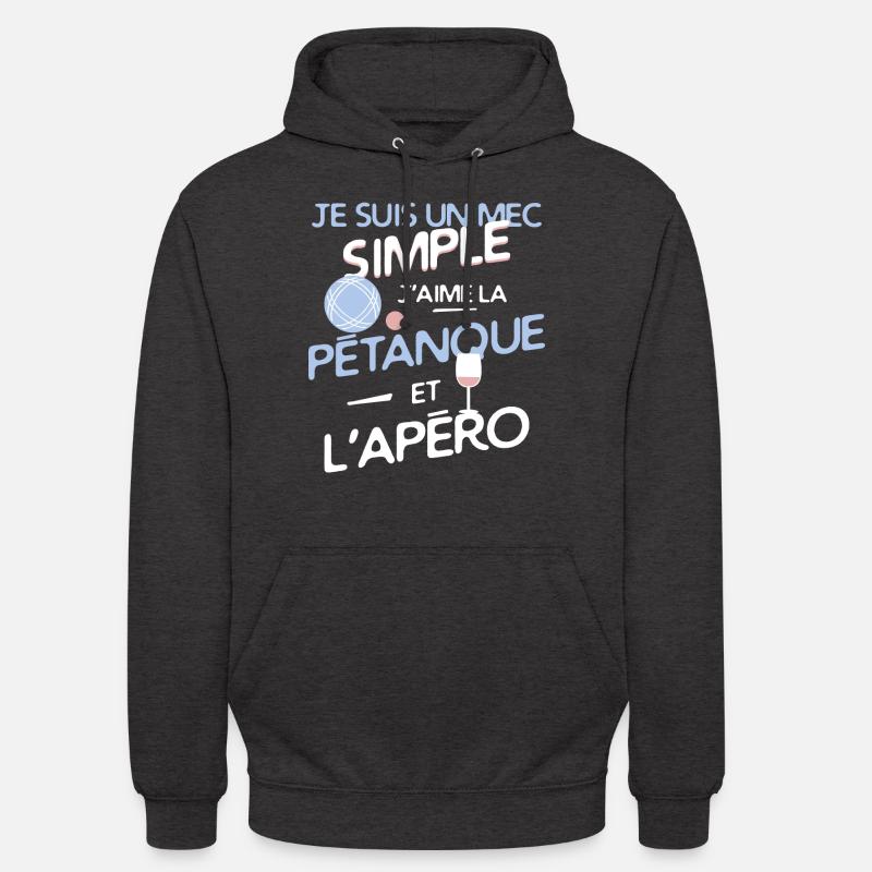 Pétanque - un mec simple - Sweat-shirt à capuche unisexe - charbon