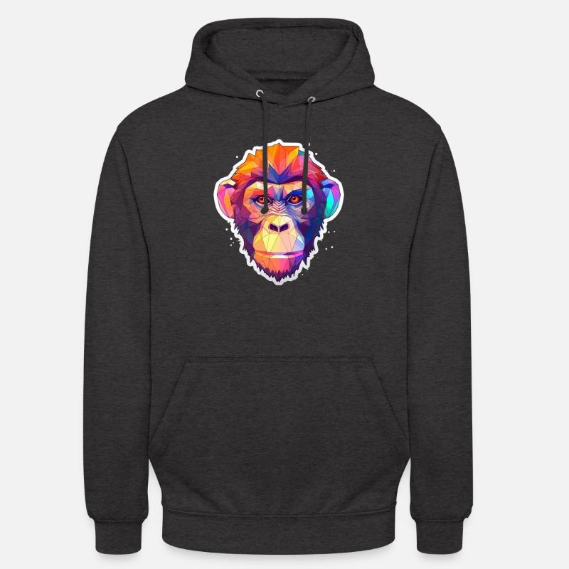 Polygone de tête de singe - Sweat-shirt à capuche unisexe - charbon