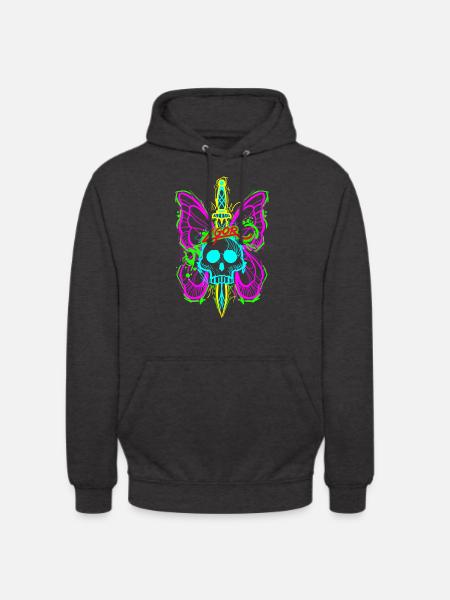 Totenkopf Schmetterling mit Dolch - Unisex Hoodie - Anthrazit