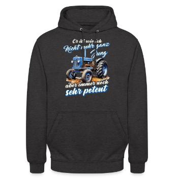 Traktor Geschenk für Landwirt Humor Alte Traktoren - Unisex Hoodie - Anthrazit - Vorne - Alina (178cm) & Michal (187cm)