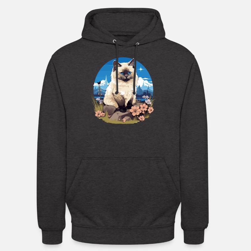 Chat de Birmanie Birma Katze - Sweat-shirt à capuche unisexe - charbon