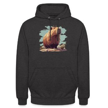 Capybaras Capybara - Unisex Hoodie - Anthrazit - Vorne - Alina (178cm) & Michal (187cm)