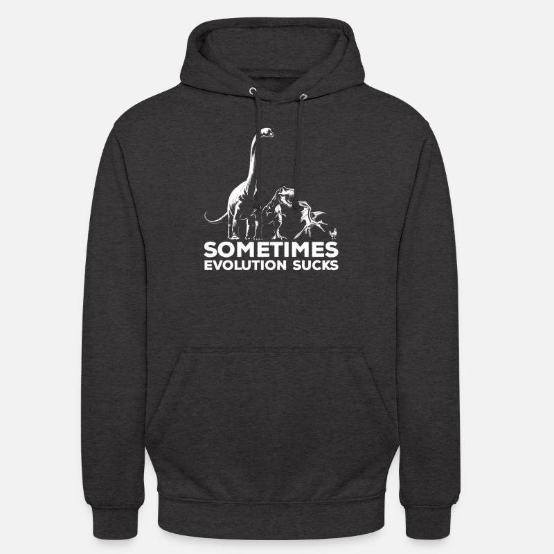 Parfois, l’évolution craint - Dinosaure - Poulet - Sweat-shirt à capuche unisexe - charbon