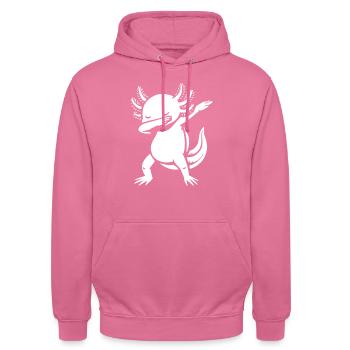 Axolotl dabbing - Dab Dance - Cadeau - Sweat-shirt à capuche unisexe - rose - Devant - Alina (178cm) & Michal (187cm)