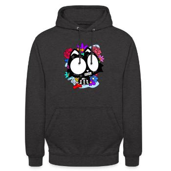 Day of the dead Katze mit Blumen mexikanisches - Unisex Hoodie - Anthrazit - Vorne - Alina (178cm) & Michal (187cm)