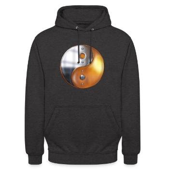 Métal Yin Yang - Sweat-shirt à capuche unisexe - charbon - Devant - Alina (178cm) & Michal (187cm)