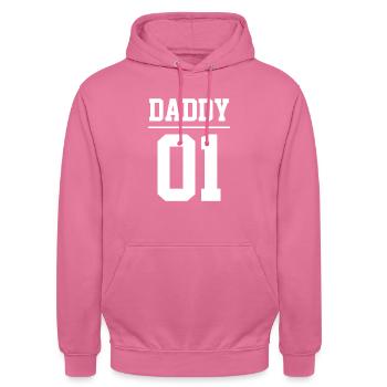Daddy 01 Dad Number 1 Dad Dad Team Gift - Unisex Hoodie - pink - Front - Alina (178cm) & Michal (187cm)