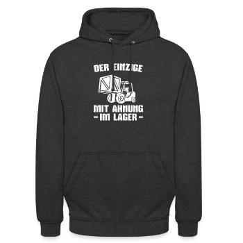 Gabelstapler Stapler Lagerist Staplerfahrer - Unisex Hoodie - Anthrazit - Vorne - Alina (178cm) & Michal (187cm)