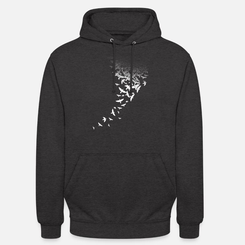 Oiseaux blancs - Sweat-shirt à capuche unisexe - charbon