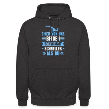 Schwimmen Schwimmbad Freischwimmer - Unisex Hoodie - Anthrazit - Vorne - Alina (178cm) & Michal (187cm)