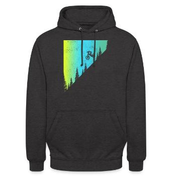 Mountainbike MTB Downhill Biker Geschenk - Unisex Hoodie - Anthrazit - Vorne - Alina (178cm) & Michal (187cm)
