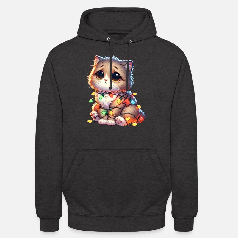 Chat de Noël mignon - Drôle - Sweat-shirt à capuche unisexe - charbon