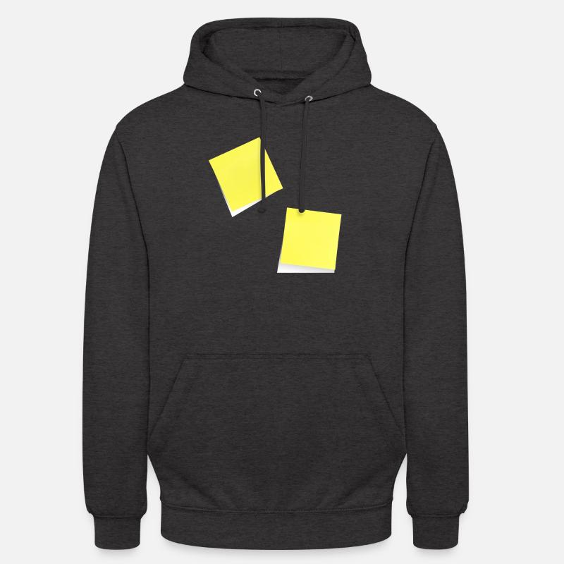 note jaune , adhésif , sticky note - Sweat-shirt à capuche unisexe - charbon