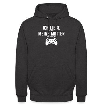 Ich liebe es wenn meine Mutter mich Zocken lässt - Unisex Hoodie - Anthrazit - Vorne - Alina (178cm) & Michal (187cm)