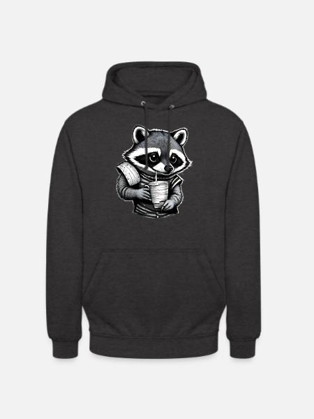 Limo trinkender Waschbär - Unisex Hoodie - Anthrazit