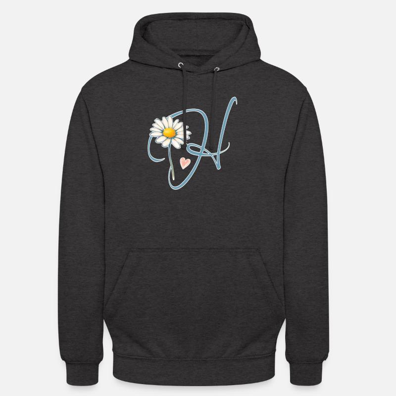 Buchstabe H Gänseblümchen Herz - Unisex Hoodie - Anthrazit