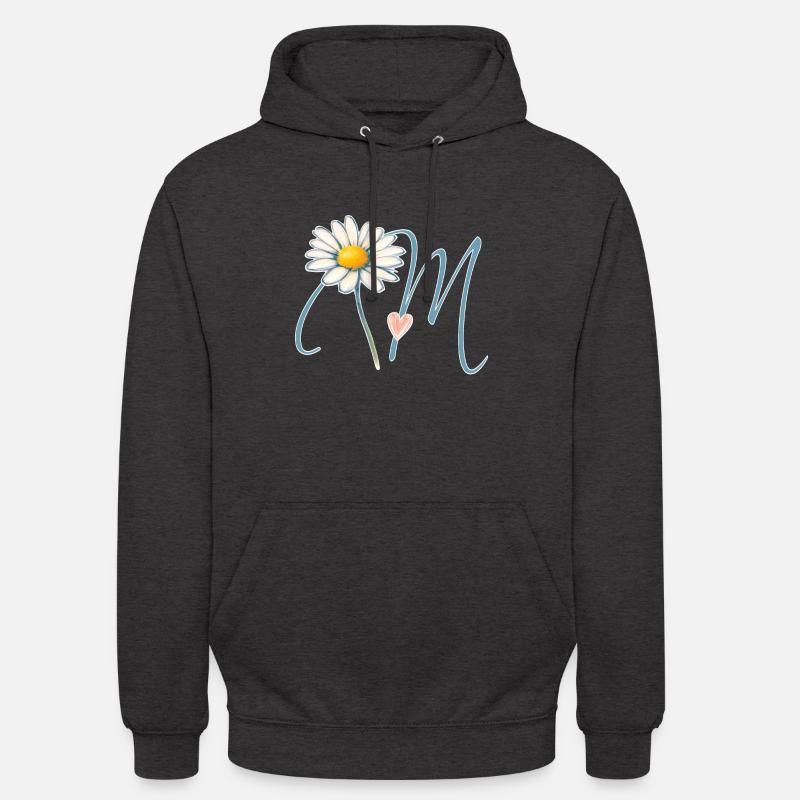 Buchstabe M Gänseblümchen Herz - Unisex Hoodie - Anthrazit