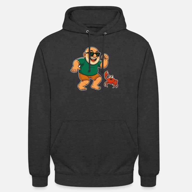 fröhlicher Opa mit Krabbe - Unisex Hoodie - Anthrazit