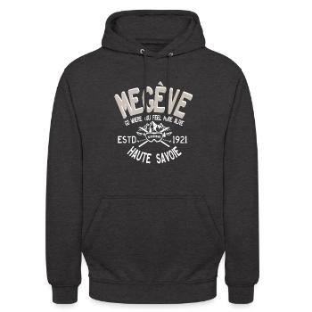 Megève Rochebrune Ski - Sweat-shirt à capuche unisexe - charbon - Devant - Alina (178cm) & Michal (187cm)