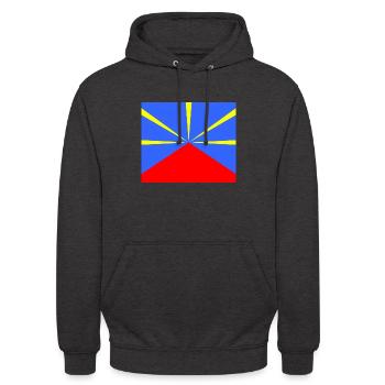 Mahaveli Drapeau Ile De La Réunion 974 - Sweat-shirt à capuche unisexe - charbon - Devant - Alina (178cm) & Michal (187cm)