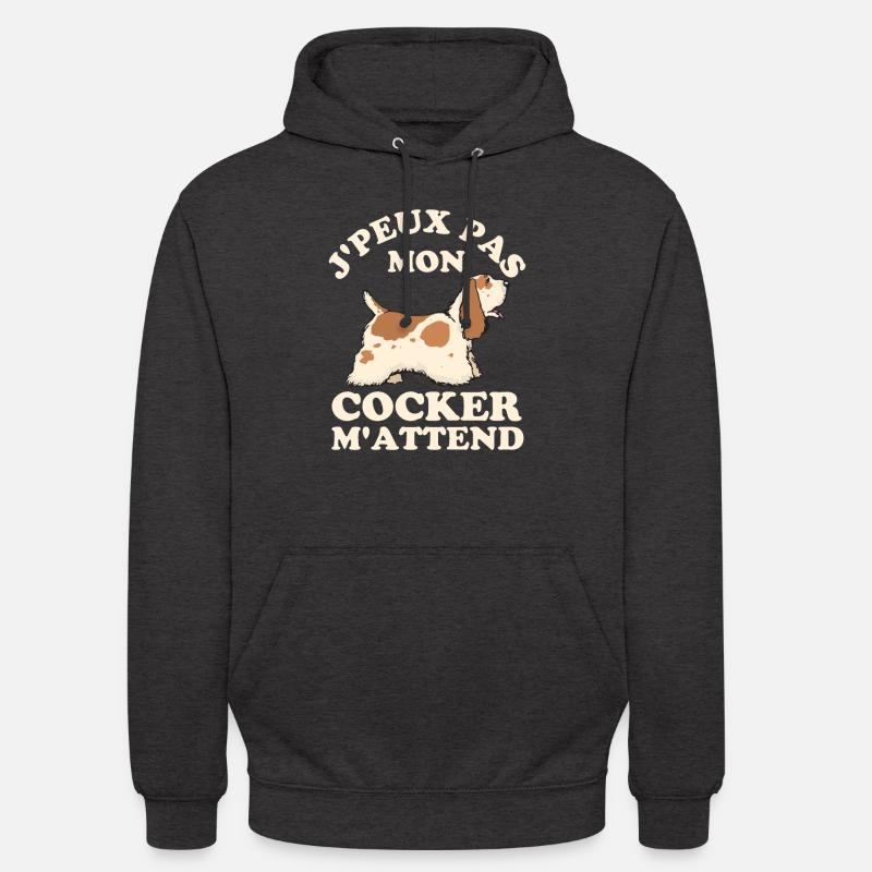 Chien de race cocker - Sweat-shirt à capuche unisexe - charbon