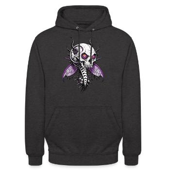Butterfly Skull // Totenkopf Schmetterling FS0073 - Unisex Hoodie - Anthrazit - Vorne - Alina (178cm) & Michal (187cm)