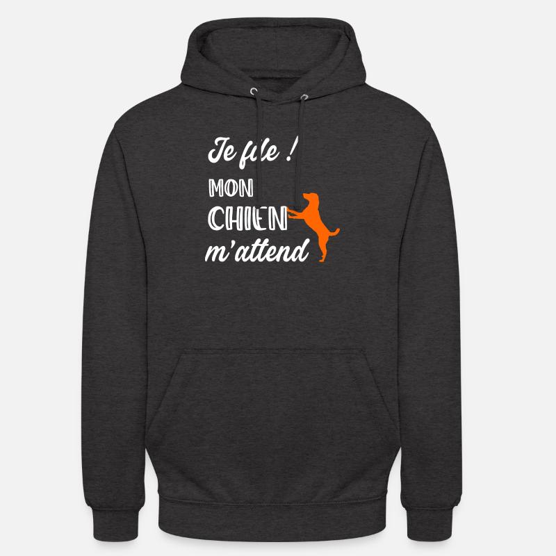 Je file, mon chien m'attend ! - Sweat-shirt à capuche unisexe - charbon