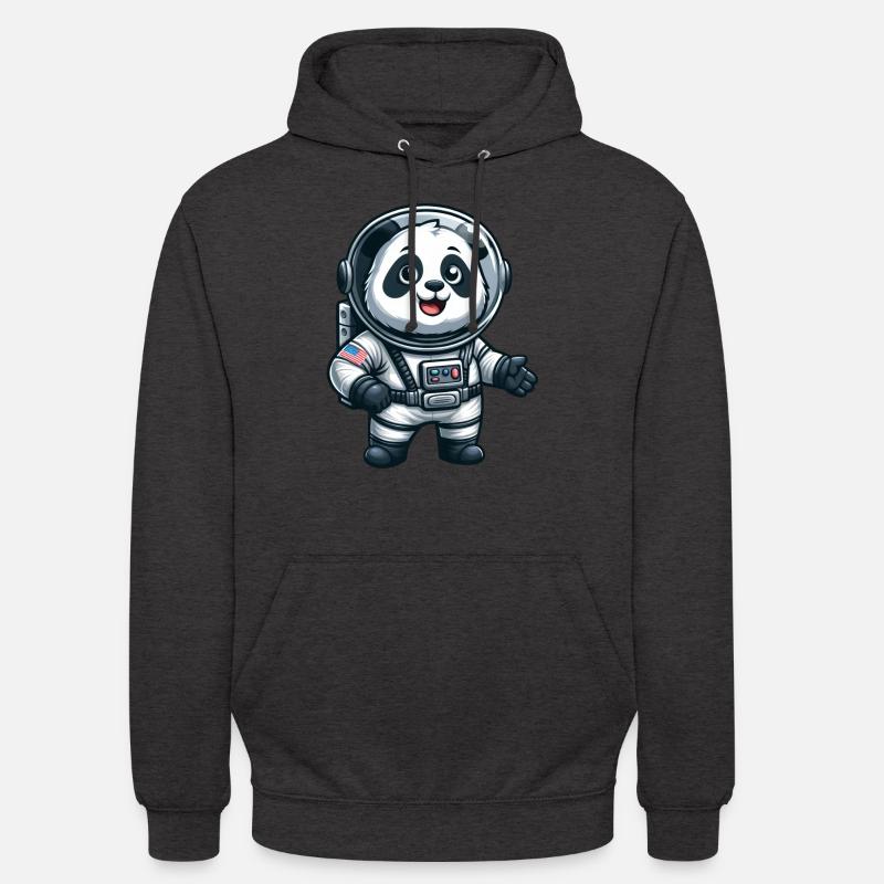Panda astronaute dans l’espace - Sweat-shirt à capuche unisexe - charbon