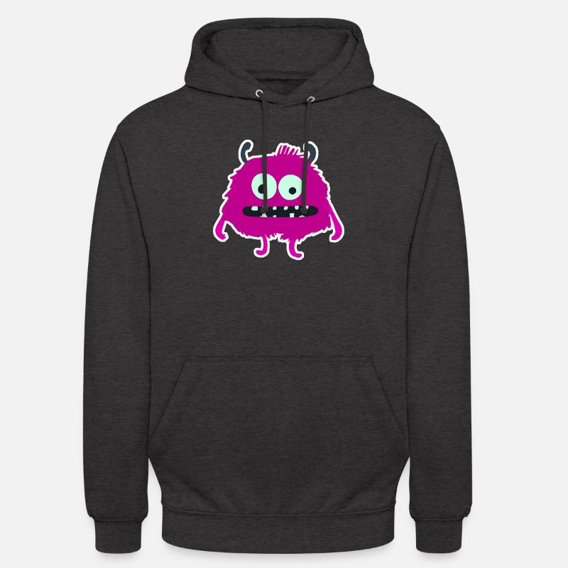 Monstre Pourpre Poilue | Créature mignonne et ridicule - Sweat-shirt à capuche unisexe - charbon