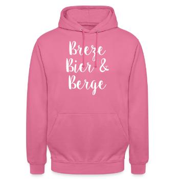 BREZE BIER & BERGE - BAYERN - OBERBAYERN - BAYER - Unisex Hoodie - Pink - Vorne - Alina (178cm) & Michal (187cm)